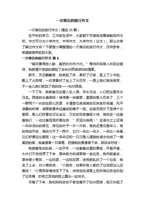 一次难忘的旅行作文（精选35篇）