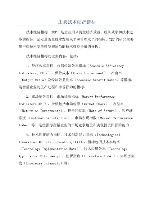 主要技术经济指标