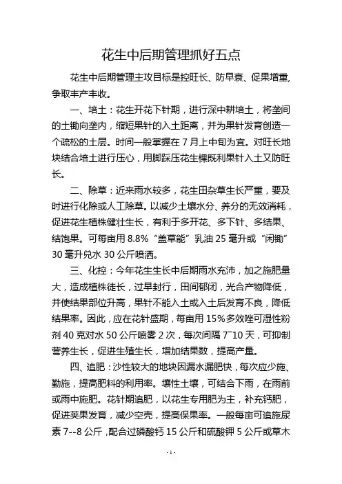 花生中后期管理抓好五点
