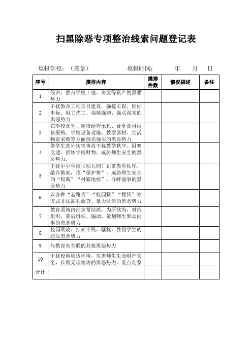 扫黑除恶专项整治线索问题登记表