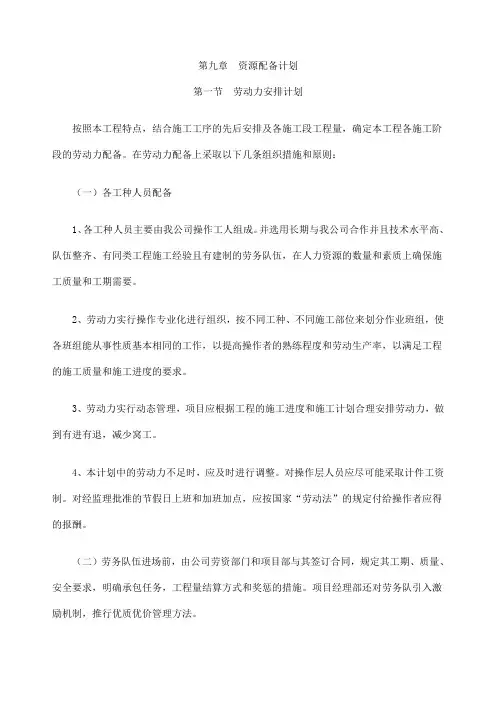 资源配备计划表格