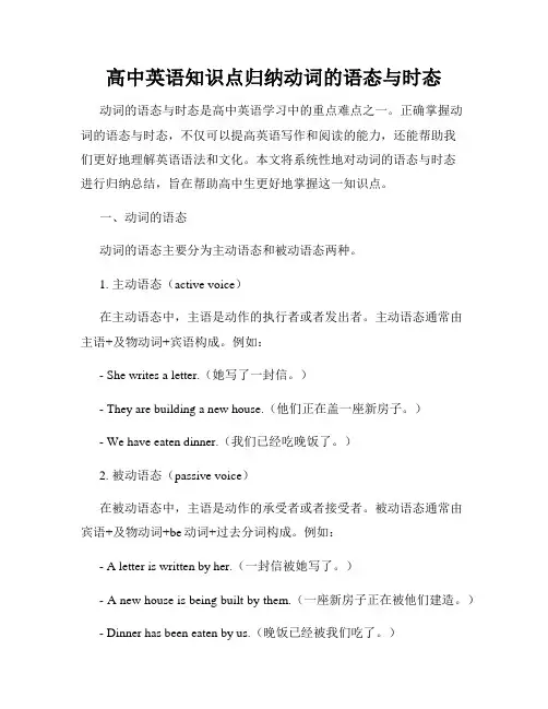 高中英语知识点归纳动词的语态与时态