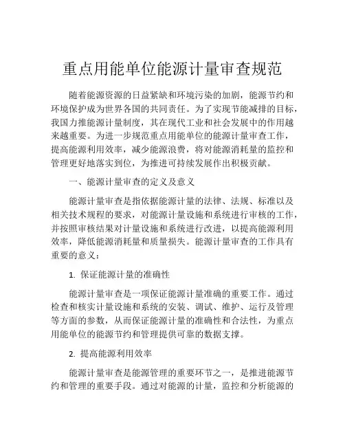 重点用能单位能源计量审查规范
