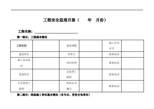 工程安全监理月报表格