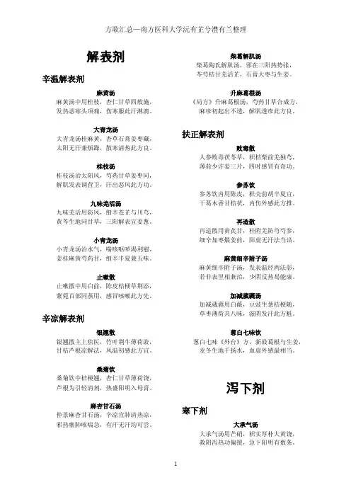 十三五中医药方剂学方歌汇总