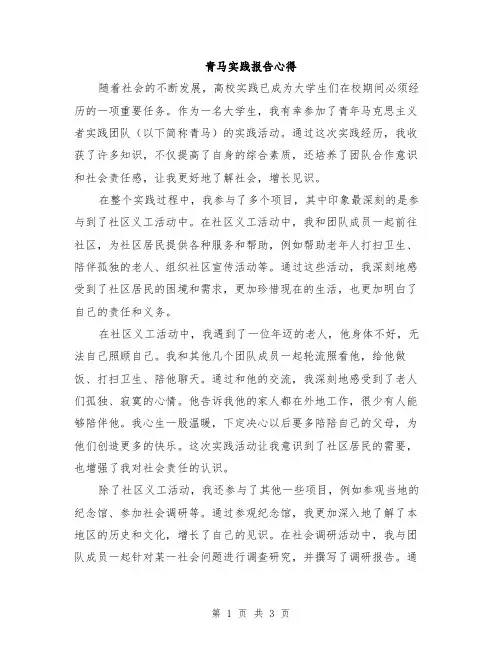 青马实践报告心得