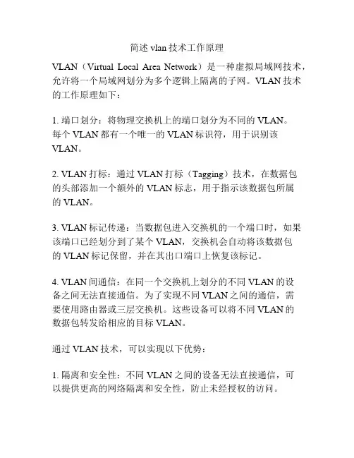 简述vlan技术工作原理