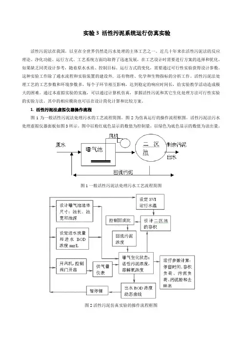实验3活性污泥系统运行仿真实验