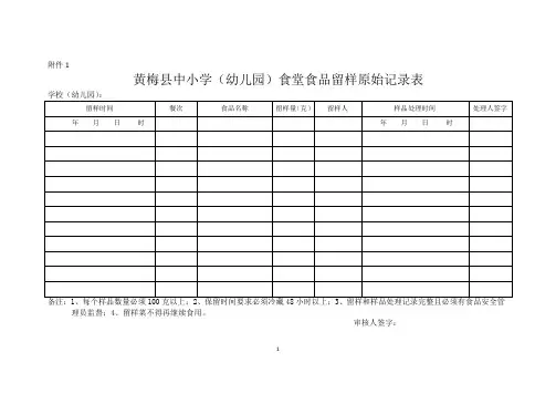 食品留样记录表