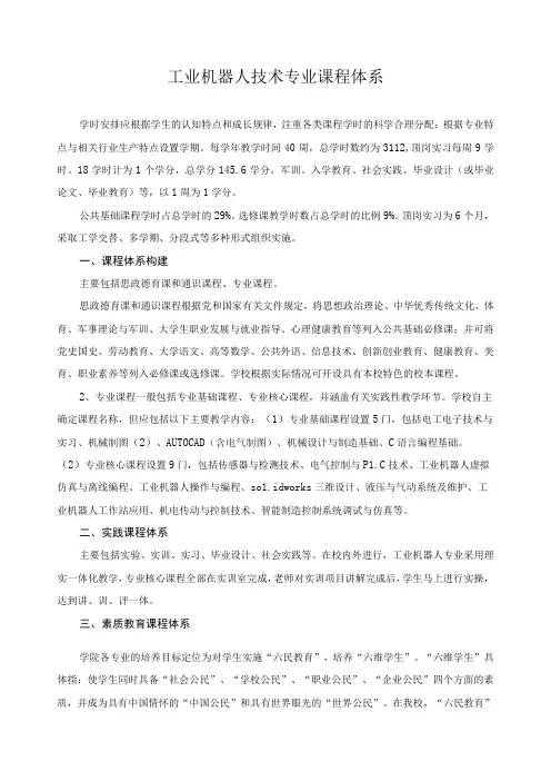 工业机器人技术专业课程体系