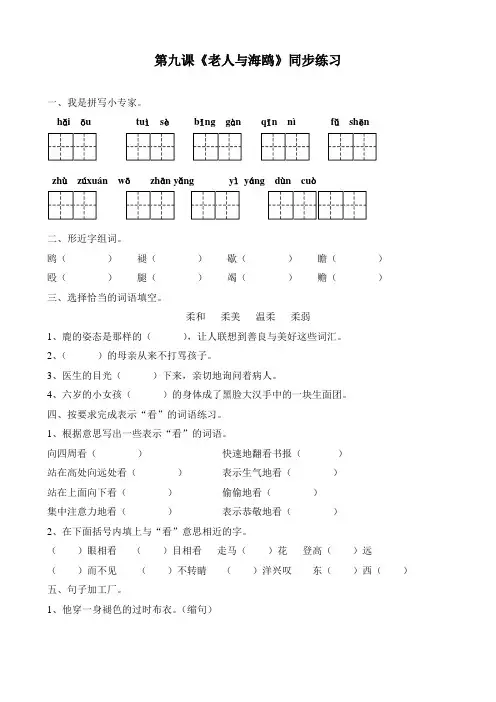 五年级语文下册第二单元 9.《老人与海鸥》一课一练word(S版)
