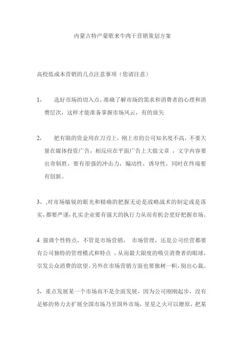 内蒙古特产蒙歌来牛肉干营销策划方案.doc