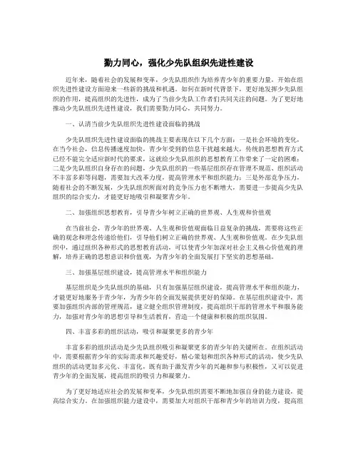 勠力同心,强化少先队组织先进性建设