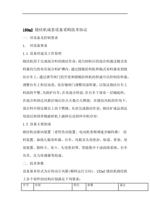 180m2带烧机成套设备采购技术合同