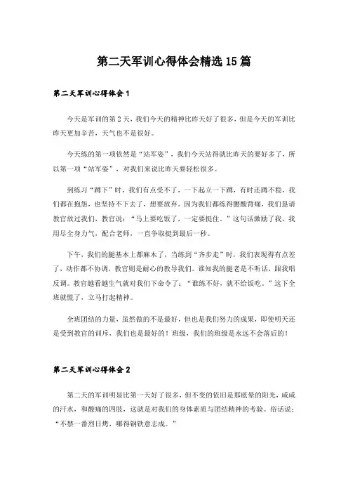 第二天军训心得体会精选15篇