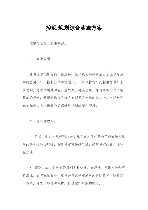控规 规划综合实施方案
