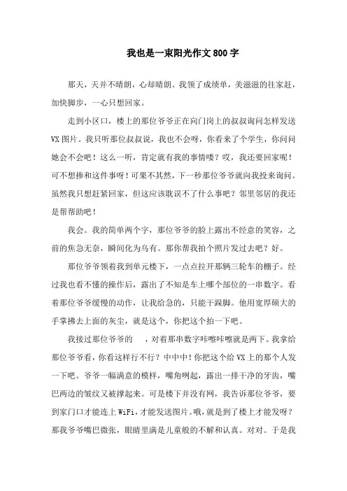 我也是一束阳光作文800字精选