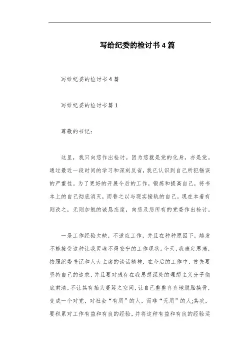 写给纪委的检讨书4篇