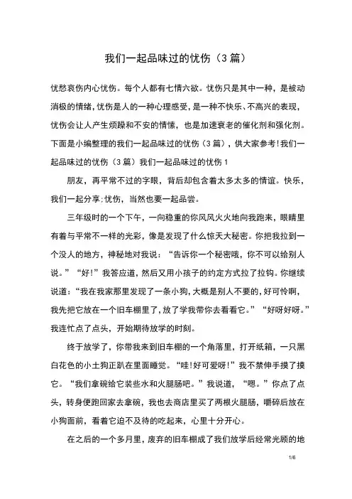 我们一起品味过的忧伤(3篇)