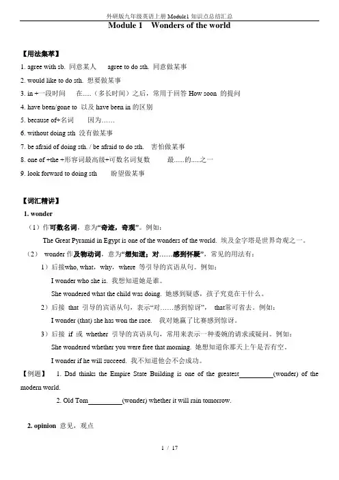 外研版九年级英语上册Module1知识点总结汇总