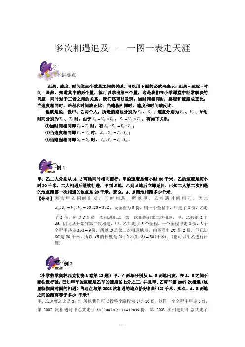 六年级奥数专题-8多次相遇追及——一图一表走天涯