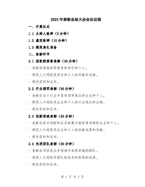 2023年表彰总结大会会议议程