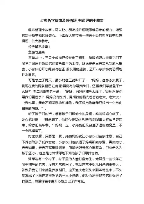 经典哲学故事及感悟短_有道理的小故事