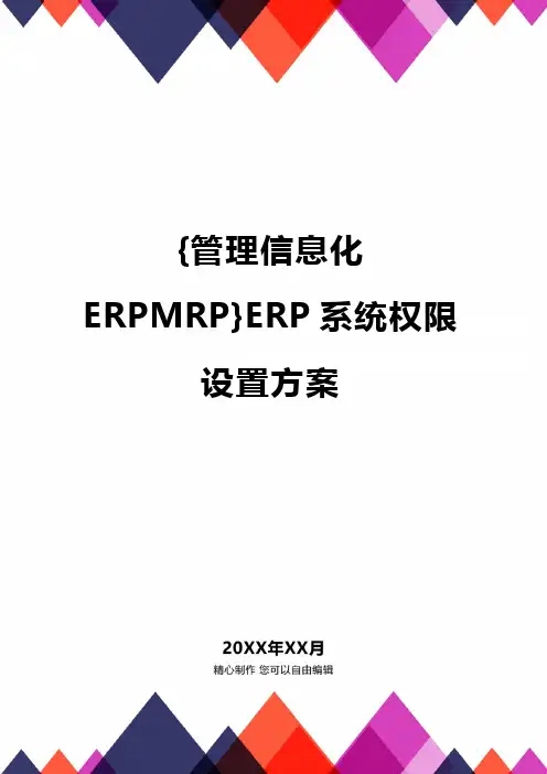 {管理信息化ERPMRP}ERP系统权限设置方案