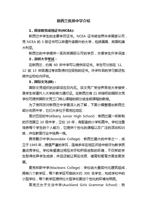 新西兰优质中学介绍