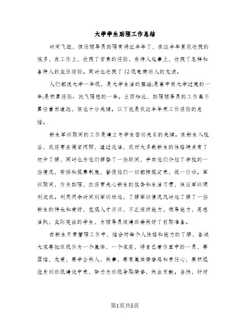 大学学生助理工作总结（2篇）