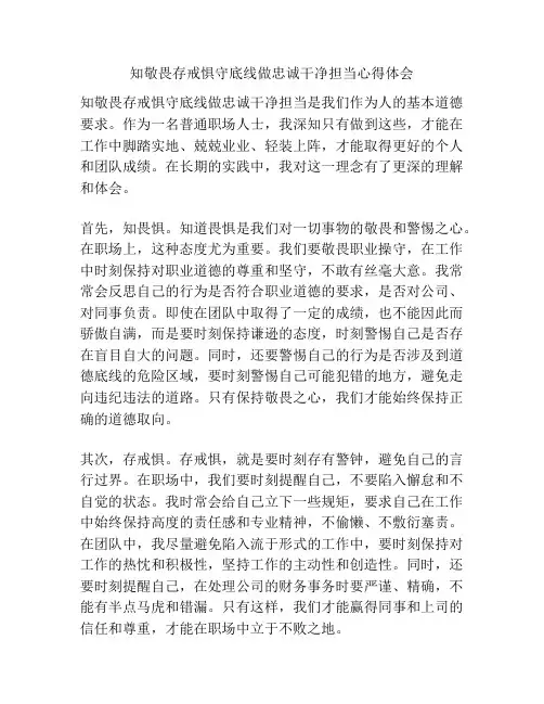 知敬畏存戒惧守底线做忠诚干净担当心得体会