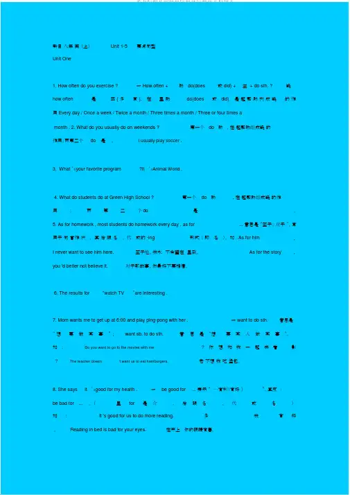 Unit1-5重点句型总汇新目标新目标英语八年级上