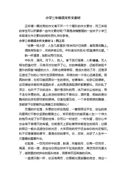 小学三年级语文作文素材