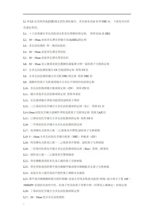 USP色谱柱解释
