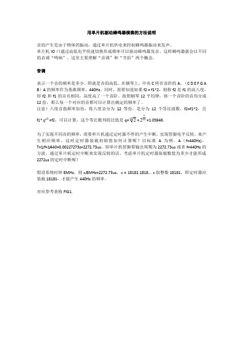 用单片机驱动蜂鸣器的演奏说明