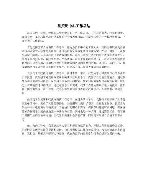 县资助中心工作总结