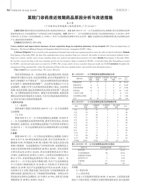 某院门诊药房近效期药品原因分析与改进措施