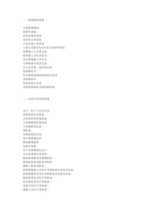 装修管理表格
