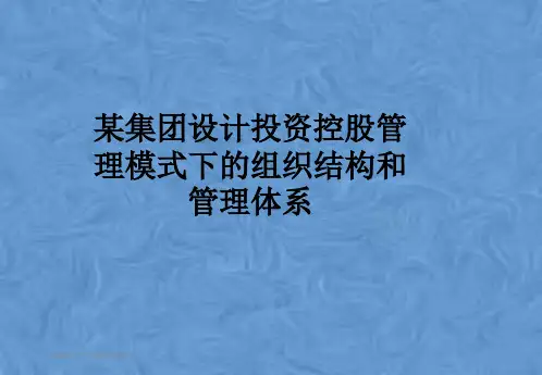 某集团设计投资控股管理模式下的组织结构和管理体系