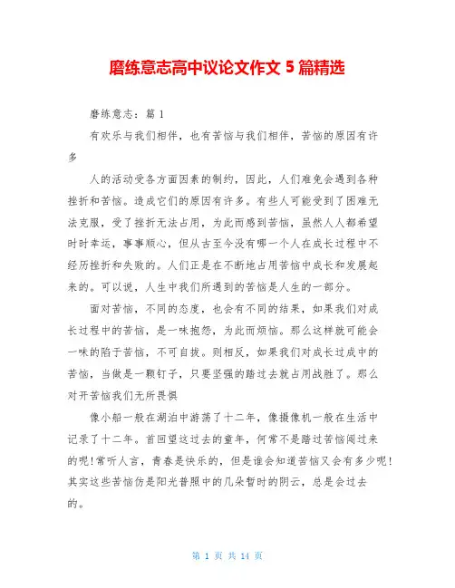 磨练意志高中议论文作文5篇精选