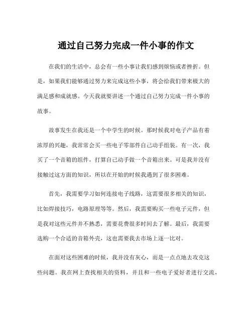 通过自己努力完成一件小事的作文