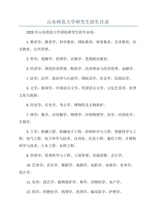 山东师范大学研究生招生目录