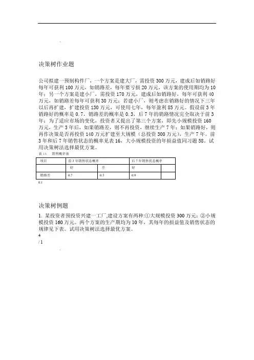 决策树练习题