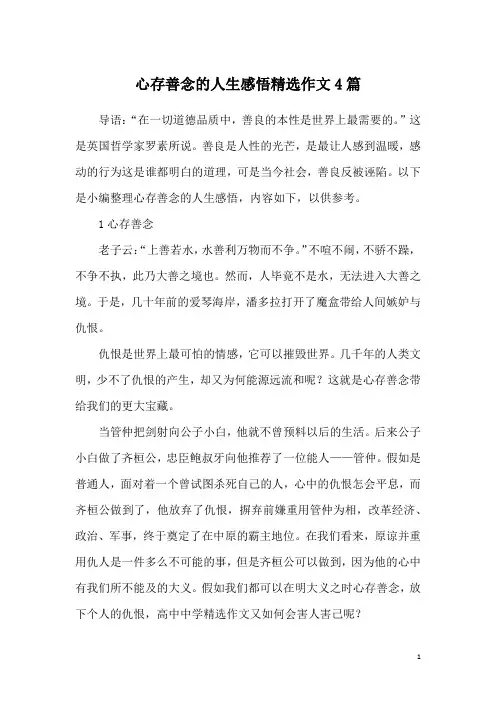 心存善念的人生感悟精选作文4篇