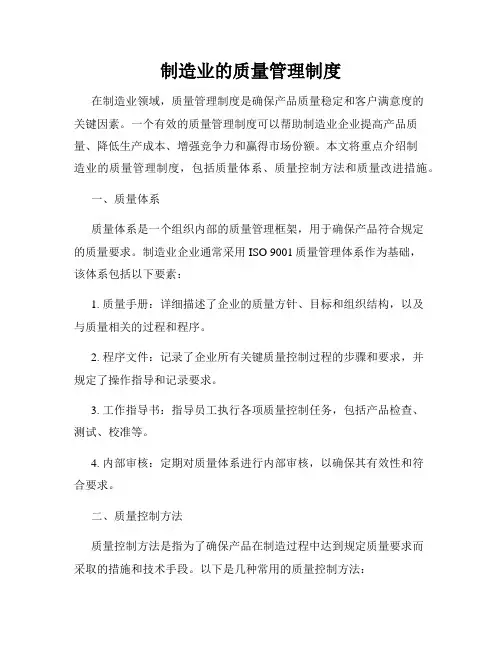 制造业的质量管理制度