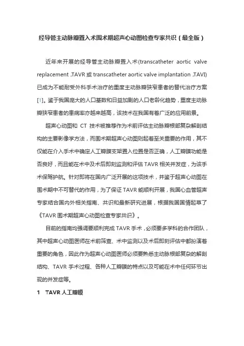经导管主动脉瓣置入术围术期超声心动图检查专家共识(最全版)