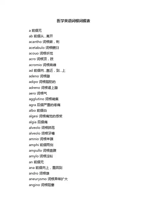 医学英语词根词缀表