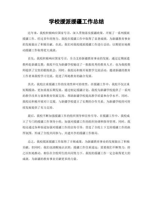 学校援派援疆工作总结
