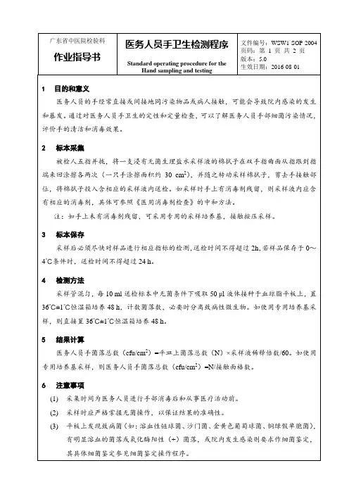 医务人员手卫生检查程序