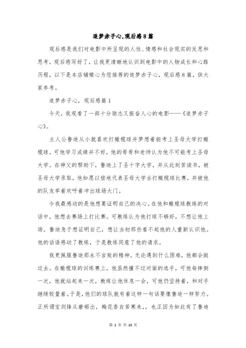 追梦赤子心,观后感8篇